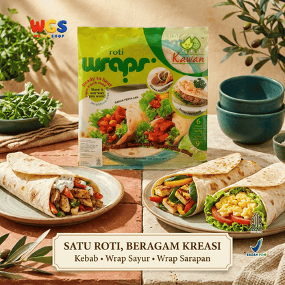 Kawan Roti Wraps 360g Isi 6 Pcs - Kulit Kebab Tortilla 9 Inci Frozen