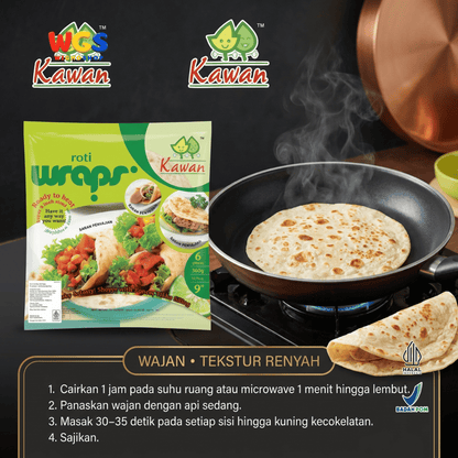 Kawan Roti Wraps 360g Isi 6 Pcs - Kulit Kebab Tortilla 9 Inci Frozen