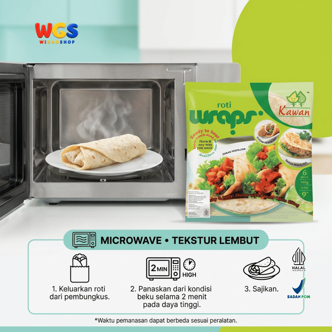 Kawan Roti Wraps 360g Isi 6 Pcs - Kulit Kebab Tortilla 9 Inci Frozen