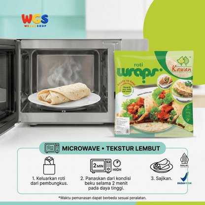 Kawan Roti Wraps 360g Isi 6 Pcs - Kulit Kebab Tortilla 9 Inci Frozen