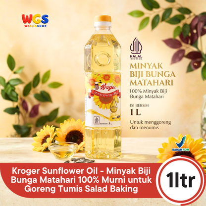 Kroger Sunflower Oil 1L - Minyak Biji Bunga Matahari 100% Murni untuk Goreng Tumis Salad Baking