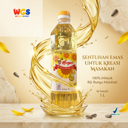 Kroger Sunflower Oil 1L - Minyak Biji Bunga Matahari 100% Murni untuk Goreng Tumis Salad Baking