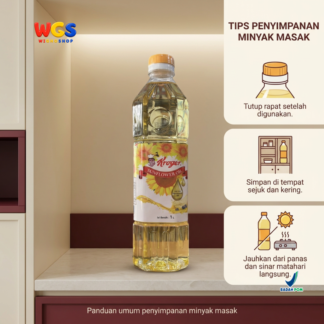 Kroger Sunflower Oil 1L - Minyak Biji Bunga Matahari 100% Murni untuk Goreng Tumis Salad Baking