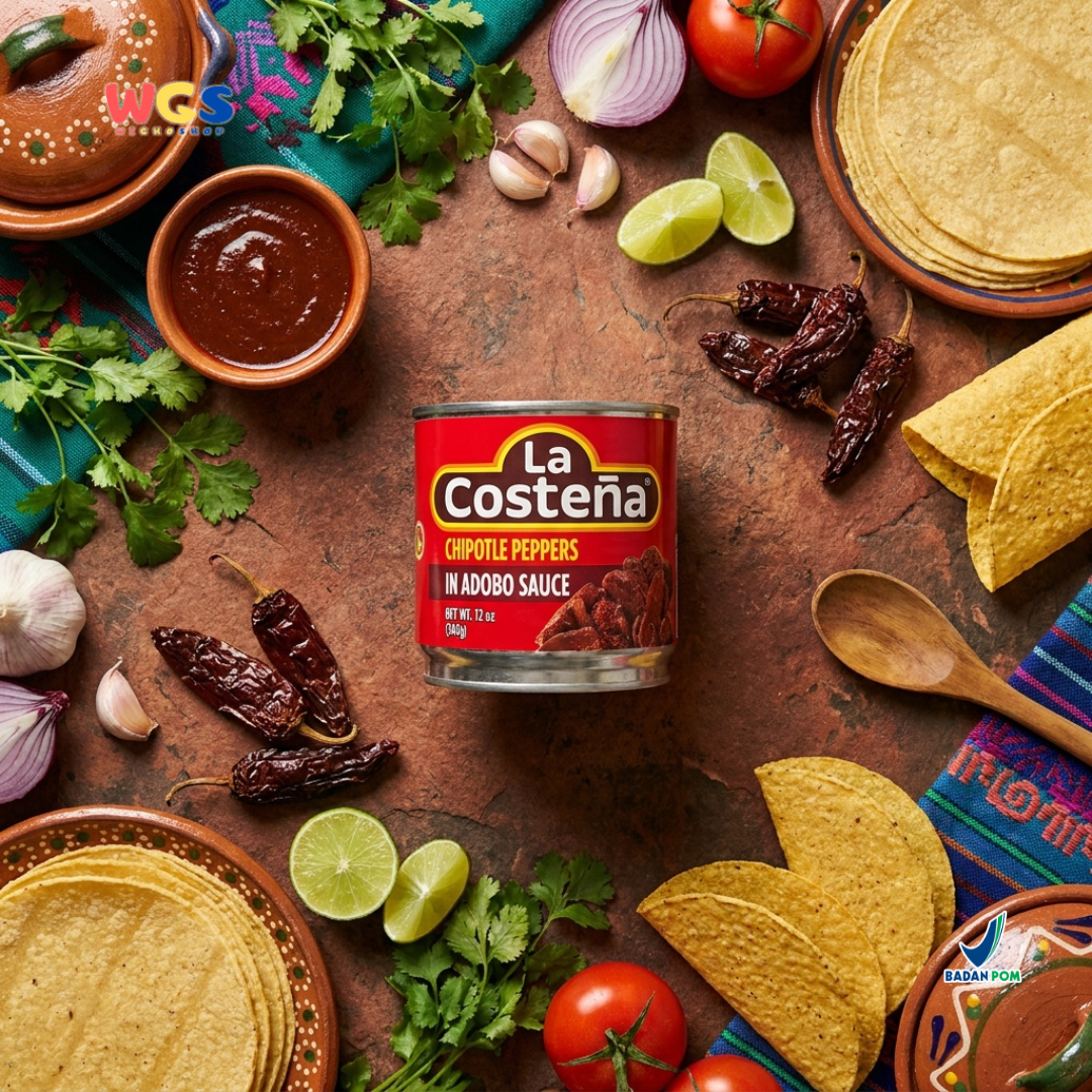 La Costeña Chipotle Peppers In Adobo Sauce 340g - Cabai Chipotle Saus Adobo Meksiko