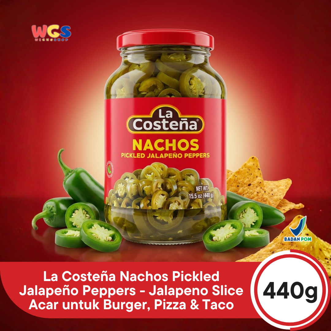 La Costeña Nachos Pickled Jalapeño Peppers 440g - Jalapeno Slice Acar untuk Burger, Pizza & Taco