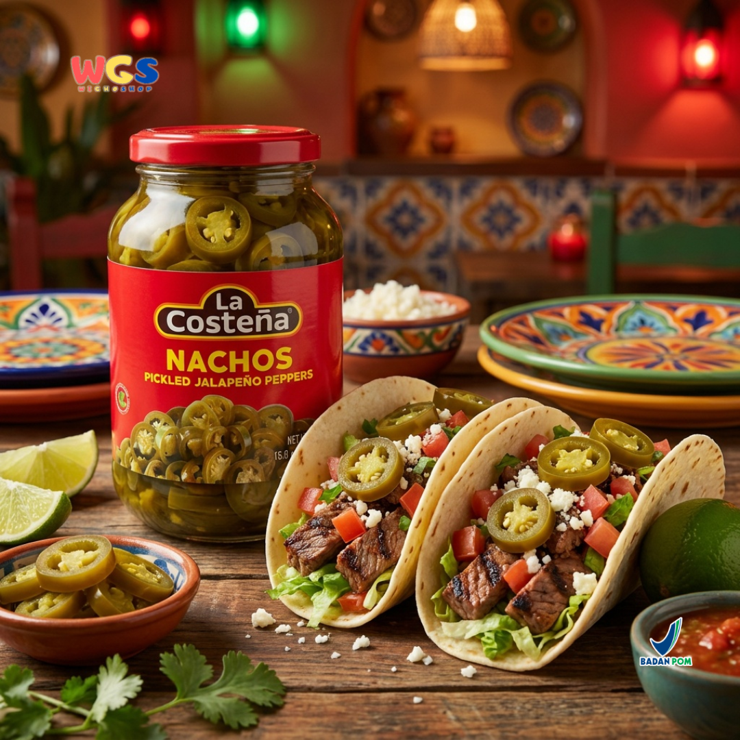 La Costeña Nachos Pickled Jalapeño Peppers 440g - Jalapeno Slice Acar untuk Burger, Pizza & Taco