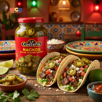 La Costeña Nachos Pickled Jalapeño Peppers 440g - Jalapeno Slice Acar untuk Burger, Pizza & Taco