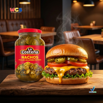 La Costeña Nachos Pickled Jalapeño Peppers 440g - Jalapeno Slice Acar untuk Burger, Pizza & Taco