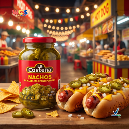 La Costeña Nachos Pickled Jalapeño Peppers 440g - Jalapeno Slice Acar untuk Burger, Pizza & Taco