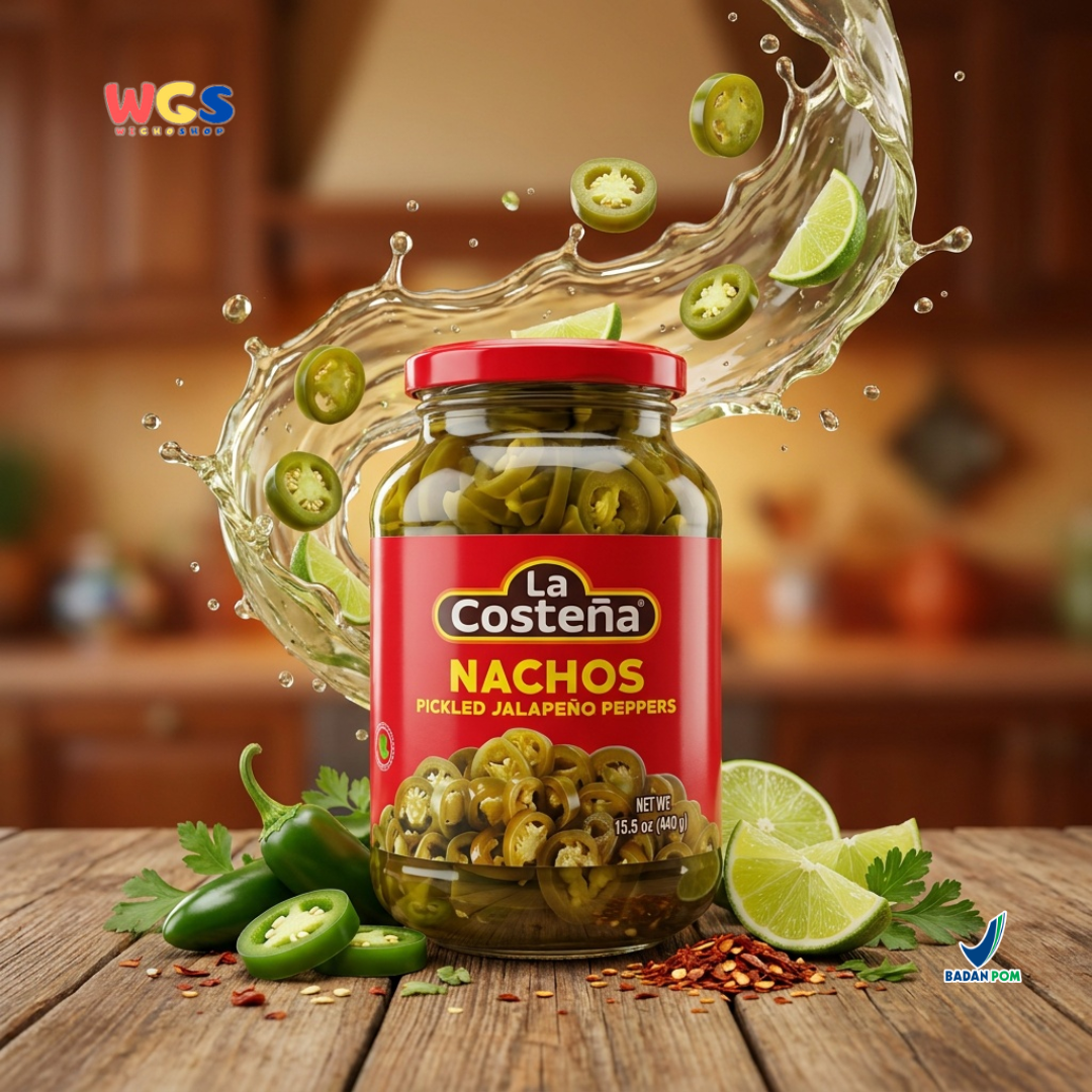 La Costeña Nachos Pickled Jalapeño Peppers 440g - Jalapeno Slice Acar untuk Burger, Pizza & Taco