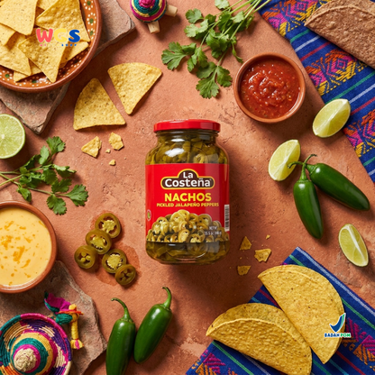 La Costeña Nachos Pickled Jalapeño Peppers 440g - Jalapeno Slice Acar untuk Burger, Pizza & Taco