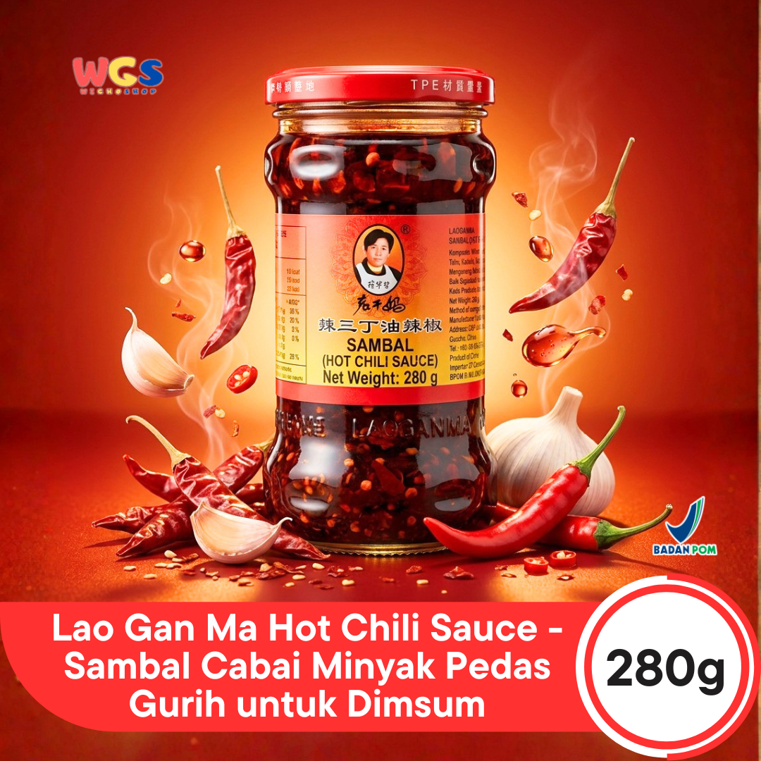 Lao Gan Ma Hot Chili Sauce 280g - Sambal Cabai Minyak Pedas Gurih untuk Dimsum