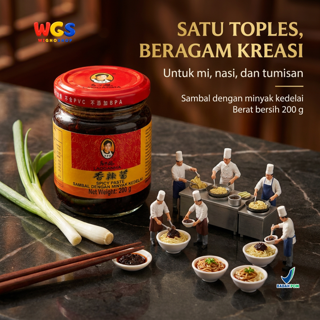 Lao Gan Ma Spicy Paste 200g - Sambal Chili Oil Minyak Kedelai untuk Mie, Dimsum & Tumis