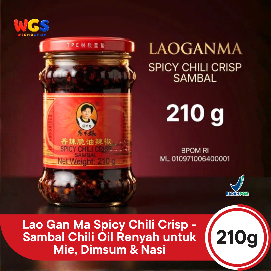 Lao Gan Ma Spicy Chili Crisp 210g - Sambal Chili Oil Renyah untuk Mie, Dimsum & Nasi