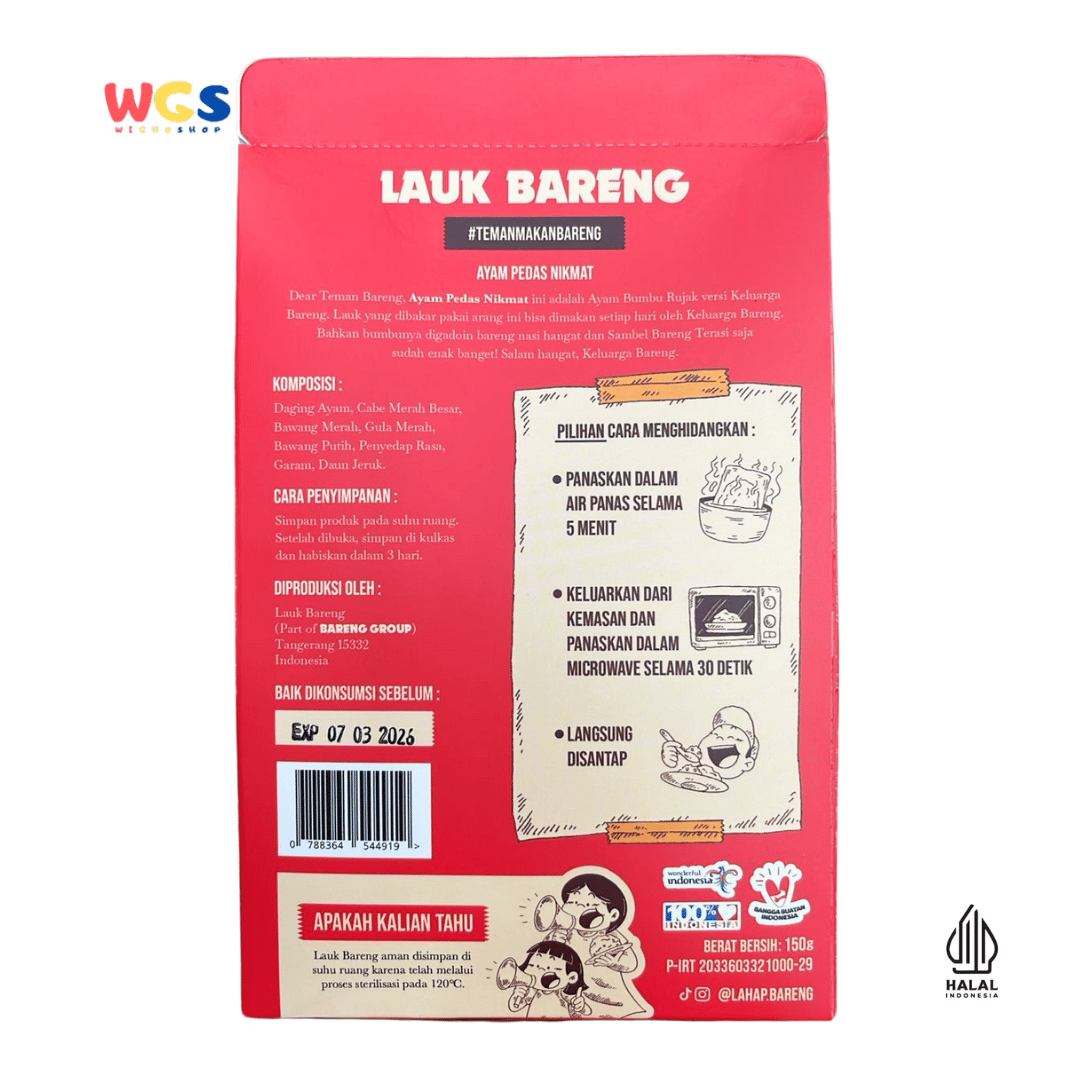Lauk Bareng Ayam Pedas Nikmat 150g – Ayam Bumbu Rujak Siap Santap, Pedas Santai & Praktis