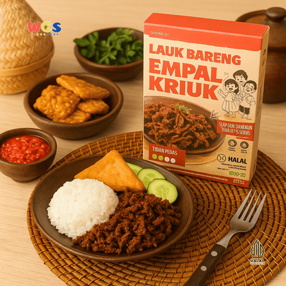Lauk Bareng Empal Kriuk 60g – Daging Suwir Kering Renyah, Siap Santap & Tidak Pedas