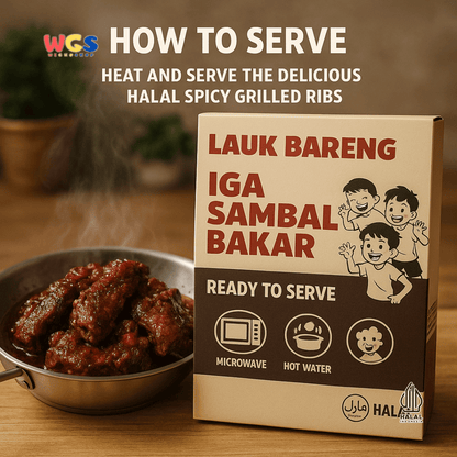 Lauk Bareng Iga Sambal Bakar 150g – Lauk Iga Pedas Siap Santap, Empuk, Berbumbu &amp; Praktis