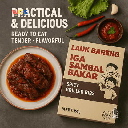 Lauk Bareng Iga Sambal Bakar 150g – Lauk Iga Pedas Siap Santap, Empuk, Berbumbu &amp; Praktis
