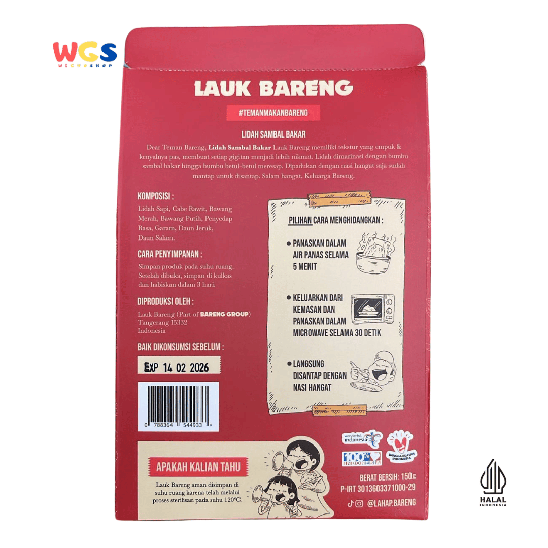 Lauk Bareng Lidah Sambal Bakar 150g – Lidah Sapi Berbumbu Pedas, Empuk, Praktis & Siap Santap