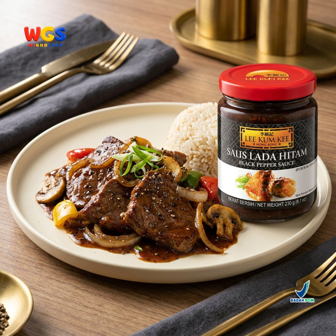 Lee Kum Kee Black Pepper Sauce 230g - Saus Lada Hitam untuk Steak Ayam Daging Tumisan Marinasi dan Nasi Goreng