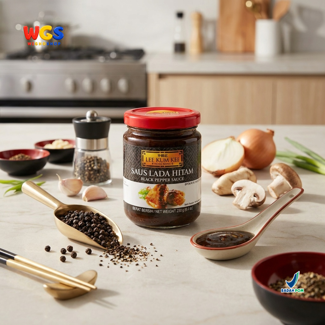 Lee Kum Kee Black Pepper Sauce 230g - Saus Lada Hitam untuk Steak Ayam Daging Tumisan Marinasi dan Nasi Goreng