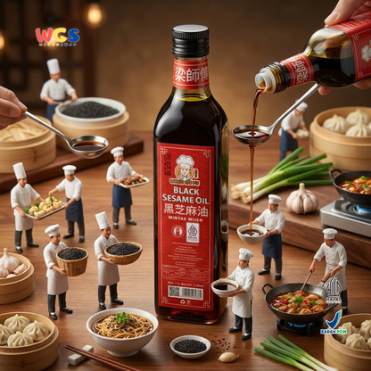 Liang Shi Fu Black Sesame Oil 510ml - Minyak Wijen Hitam Halal Tumisan Nasi Mie Ayam Dimsum Masakan Asia