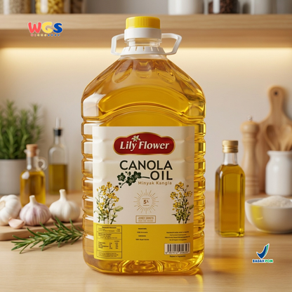Lily Flower Canola Cooking Oil 5L - Minyak Kanola untuk Goreng Tumis Masak Salad Dressing Baking