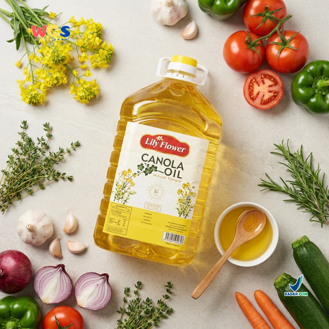 Lily Flower Canola Cooking Oil 5L - Minyak Kanola untuk Goreng Tumis Masak Salad Dressing Baking