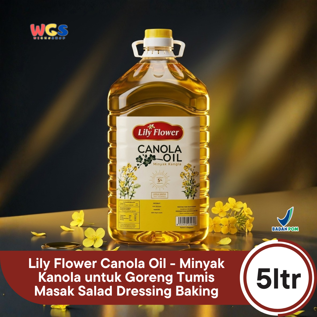 Lily Flower Canola Cooking Oil 5L - Minyak Kanola untuk Goreng Tumis Masak Salad Dressing Baking