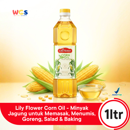 Lily Flower Corn Oil 1L - Minyak Jagung untuk Memasak, Menumis, Goreng, Salad & Baking