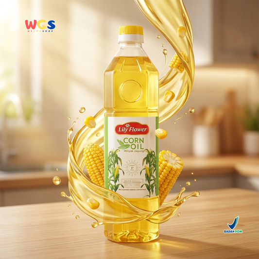 Lily Flower Corn Oil 1L - Minyak Jagung untuk Memasak, Menumis, Goreng, Salad & Baking