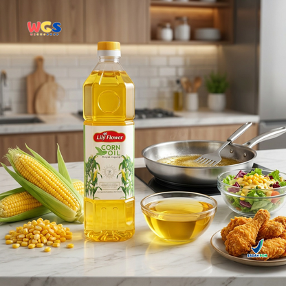 Lily Flower Corn Oil 1L - Minyak Jagung untuk Memasak, Menumis, Goreng, Salad & Baking