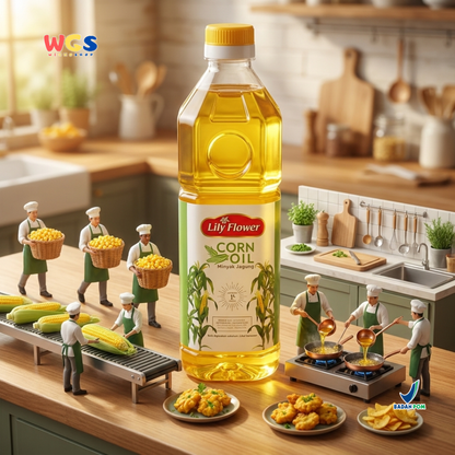 Lily Flower Corn Oil 1L - Minyak Jagung untuk Memasak, Menumis, Goreng, Salad & Baking