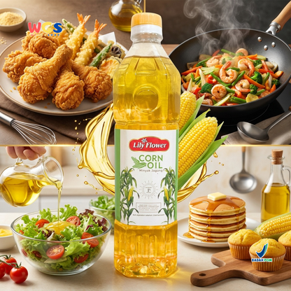 Lily Flower Corn Oil 1L - Minyak Jagung untuk Memasak, Menumis, Goreng, Salad & Baking