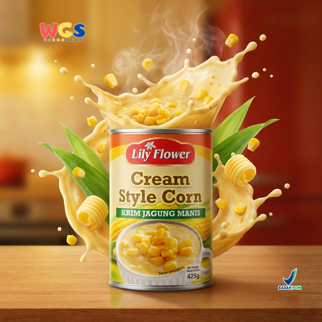 Lily Flower Cream Style Corn 425g – Soft &amp; Delicious Sweet Corn Cream for Various Dishes