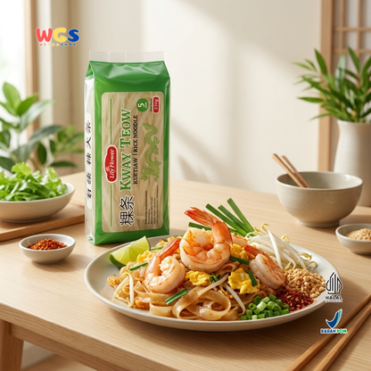 Lily Flower Kway Teow Rice Noodles 220g – Premium Rice Noodles, Chewy &amp; Easy to Cook