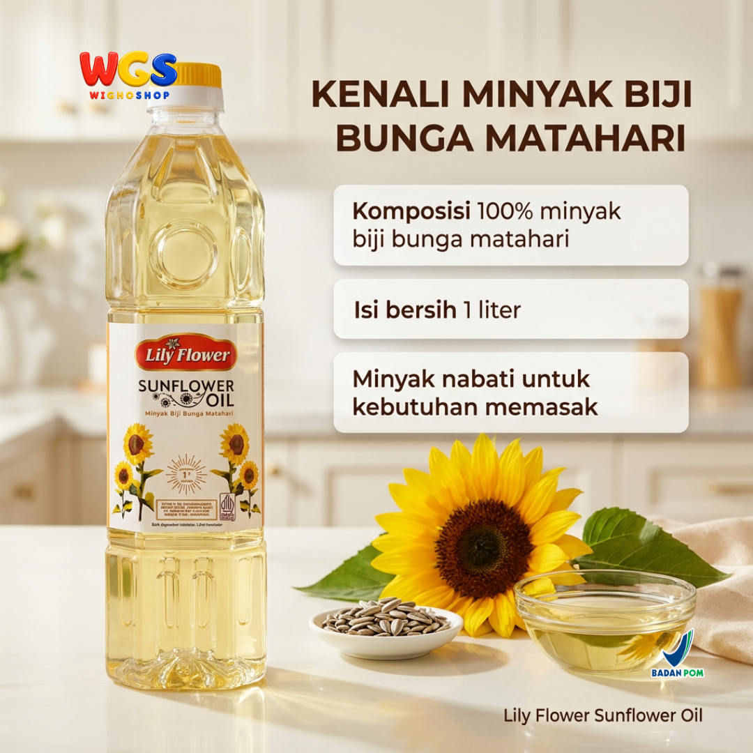 Lily Flower Sunflower Cooking Oil 1L - Healthy and High-Quality Sunflower Seed Oil