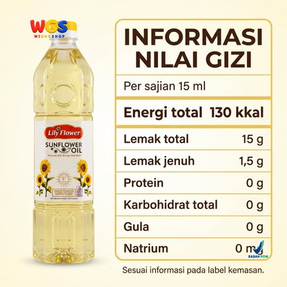 Lily Flower Sunflower Cooking Oil 1L - Healthy and High-Quality Sunflower Seed Oil