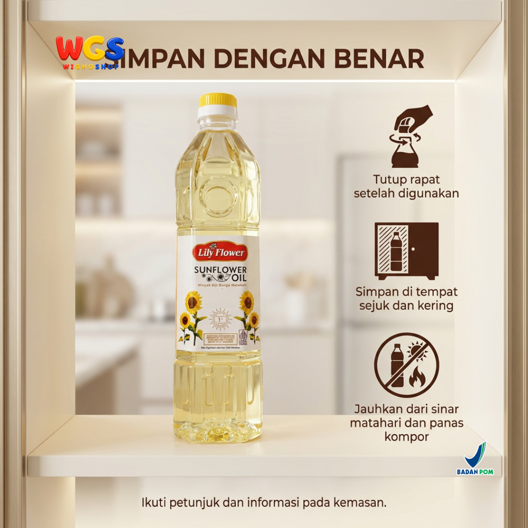 Lily Flower Sunflower Cooking Oil 1L - Healthy and High-Quality Sunflower Seed Oil