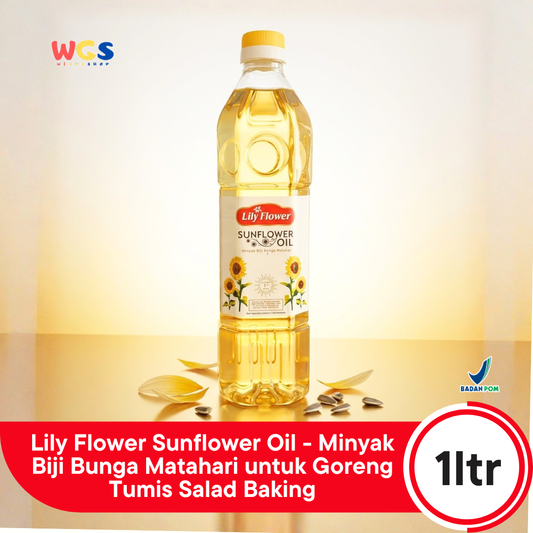 Lily Flower Sunflower Oil 1L - Minyak Biji Bunga Matahari untuk Goreng Tumis Salad Baking
