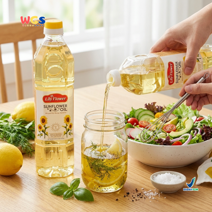 Lily Flower Sunflower Cooking Oil 1L - Healthy and High-Quality Sunflower Seed Oil