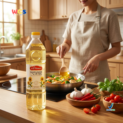 Lily Flower Sunflower Cooking Oil 1L - Healthy and High-Quality Sunflower Seed Oil