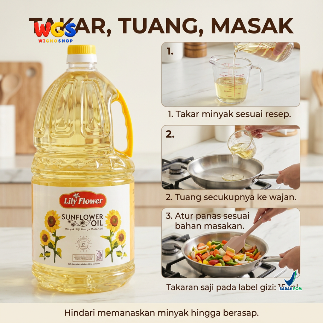 Lily flower Sunflower Cooking Oil 2 ltr - Sunflower Cooking Oil