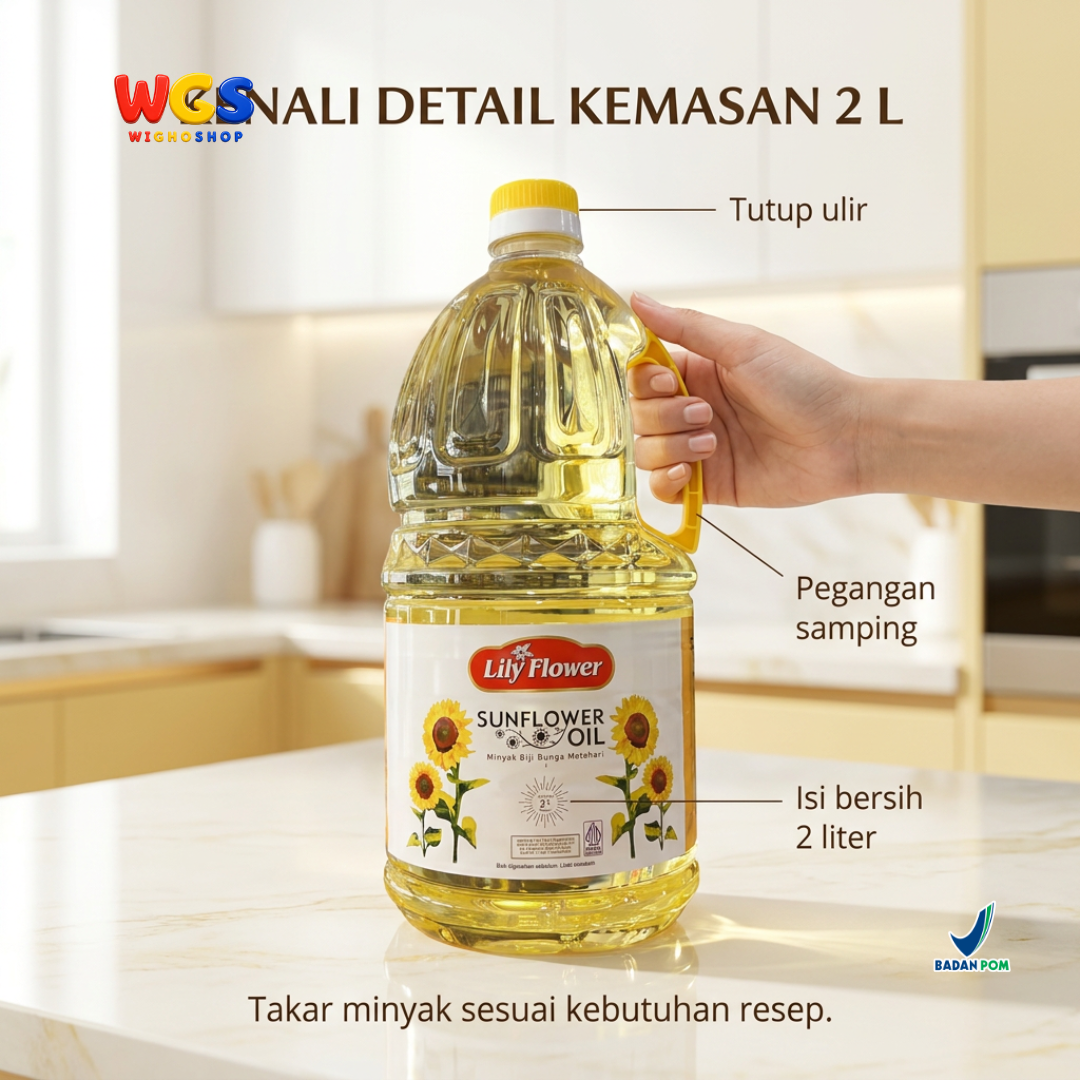 Lily flower Sunflower Cooking Oil 2 ltr - Sunflower Cooking Oil