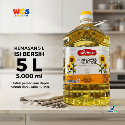Lily Flower Sunflower Oil 5L - Minyak Biji Bunga Matahari 100% untuk Goreng Tumis Salad Baking