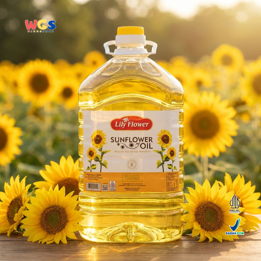 Lily Flower Sunflower Oil 5L - Minyak Biji Bunga Matahari untuk Goreng Tumis Masak Salad Baking
