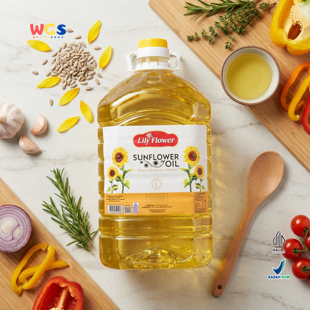 Lily Flower Sunflower Oil 5L - Minyak Biji Bunga Matahari untuk Goreng Tumis Masak Salad Baking