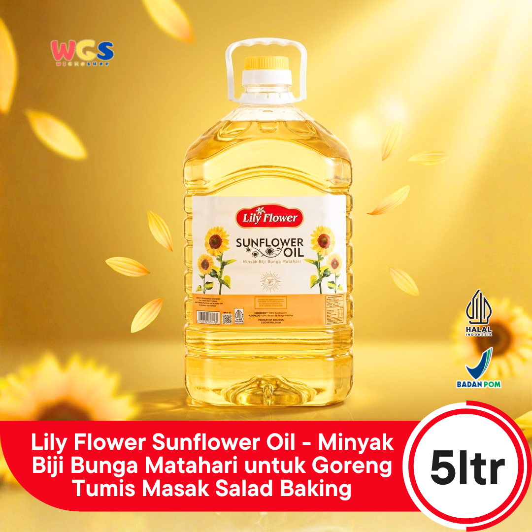 Lily Flower Sunflower Oil 5L - Minyak Biji Bunga Matahari untuk Goreng Tumis Masak Salad Baking