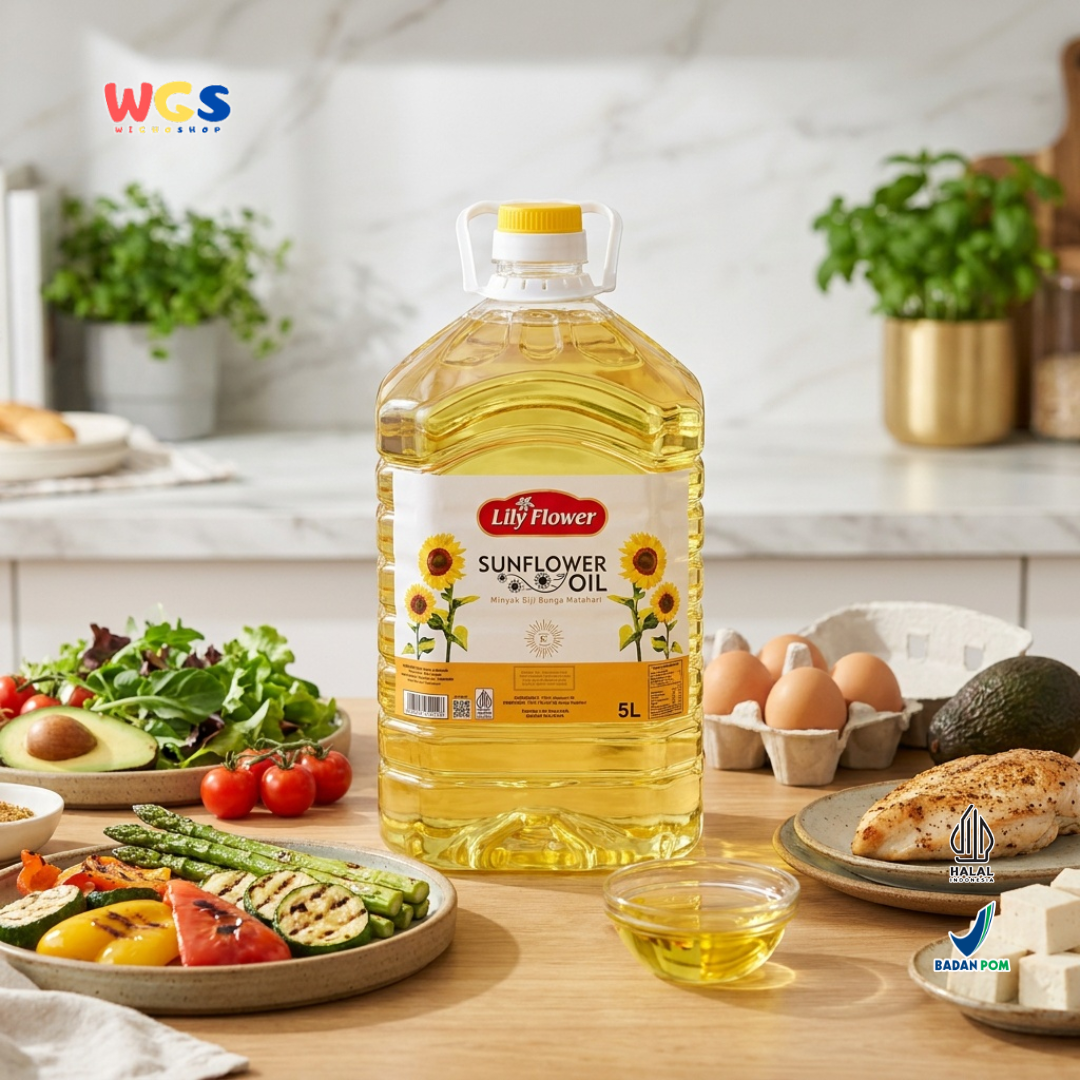 Lily Flower Sunflower Oil 5L - Minyak Biji Bunga Matahari untuk Goreng Tumis Masak Salad Baking