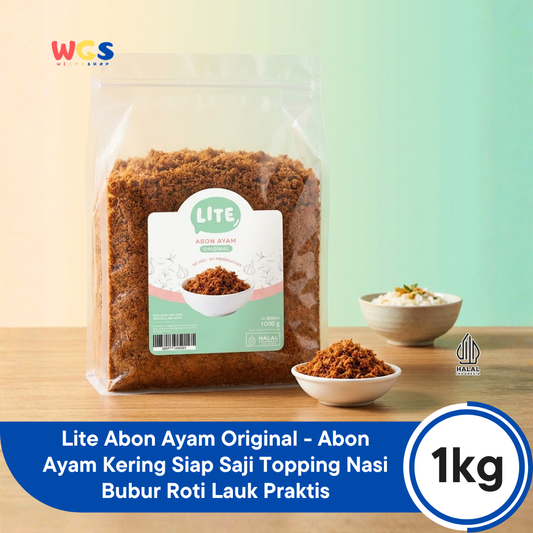 Lite Abon Ayam Original 1000g - Abon Ayam Kering Siap Saji Topping Nasi Bubur Roti Lauk Praktis